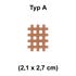 Kleine Crosstapes für punktuelle Triggerpunkt-Therapie: Gittertapes Typ A von AcuTop in Beige mit den Maßen: 2,1 mal 2,7 cm
