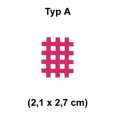AcuTop Gittertape Typ A in Pink hat ein Format von 2,1 mal 2,7 cm - Ideal für präzise Anwendung im Gesichtsbereich
