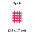 AcuTop Gittertape Typ A in Pink hat ein Format von 2,1 mal 2,7 cm - Ideal für präzise Anwendung im Gesichtsbereich