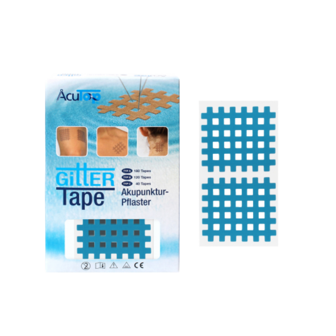 AcuTop Gittertape Typ C in Blau - 40 Kinisiotape-Pflaster zur punktuellen Behandlung von Verspannungen
