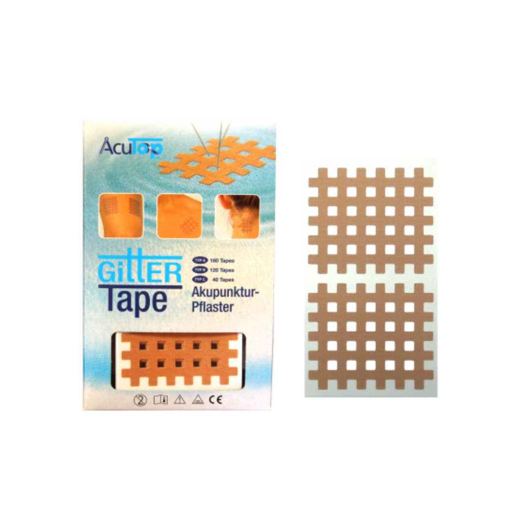 Acutop Gittertape Typ C 40 Stück in Beige für größere Bereiche wie Rücken, Oberschenkel, Wade & Gelenke