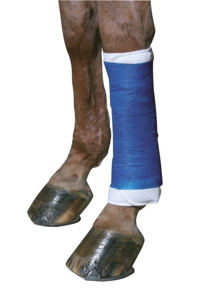 EquiLastic Bandage Maxi von Kerbl als stabiler Verband am Pferdebein – selbsthaftende, elastische Bandage für Huf- & Klauenpflege.