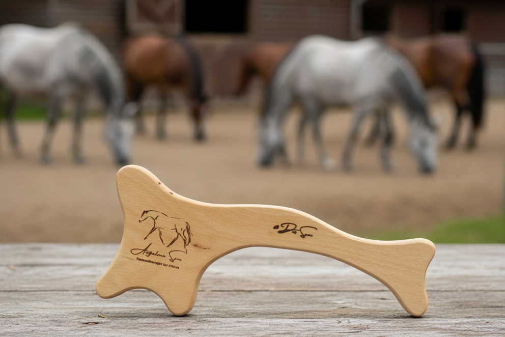 Natürliches Faszientool aus Holz für die Pferdetherapie