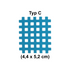 Maße AcuTop Gittertape Typ C in Blau: 4,4 cm mal 5,2 cm Kinesiotape-Pflaster