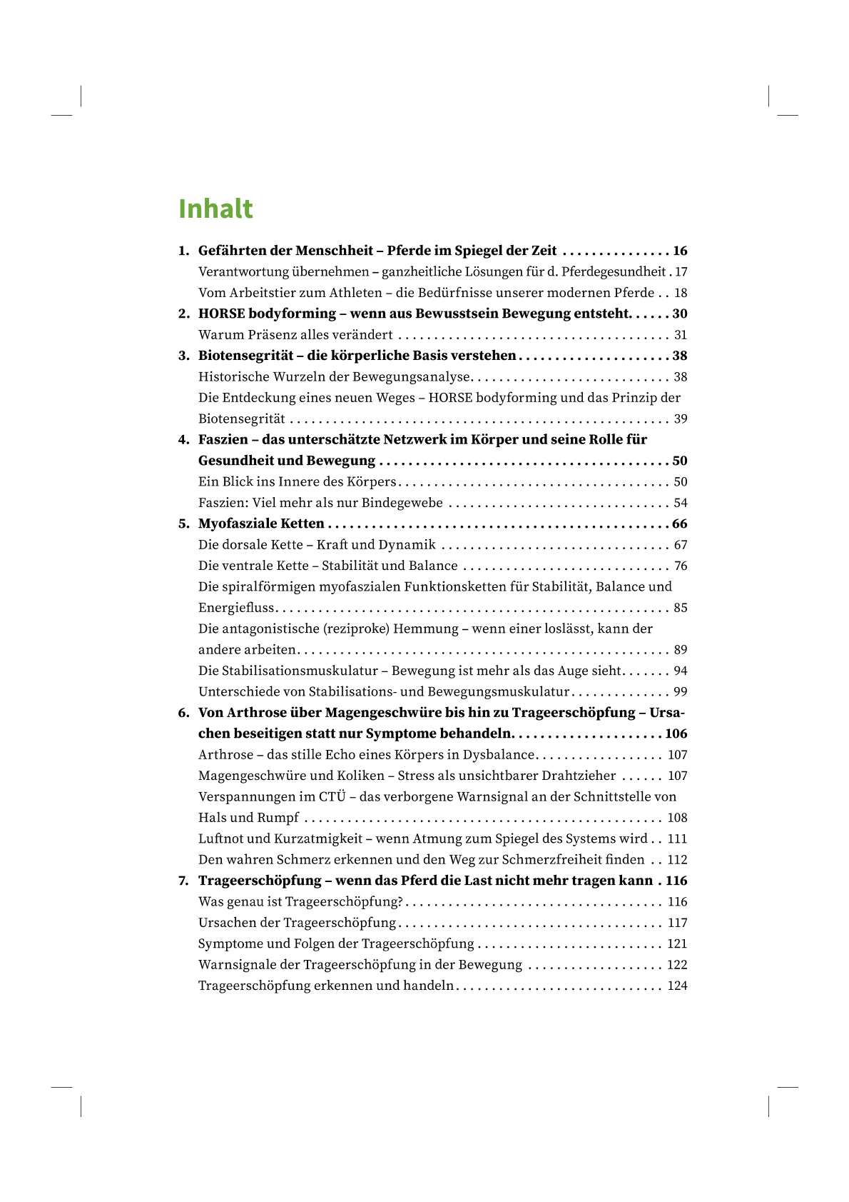 Leseprobe der ersten Seite vom Inhaltsverzeichnis von Franz Grünbeck seinem Buch- Lernen dürfen statt funktionieren müssen 