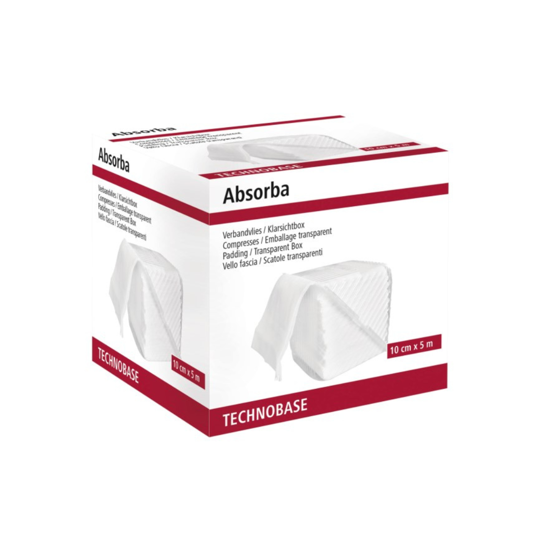 Karton-Verpackung des Absorba Verbandvlies von Kerbl – saugstarke, zuschneidbare Wundauflage für Pferde, Rinder & Kleintiere.