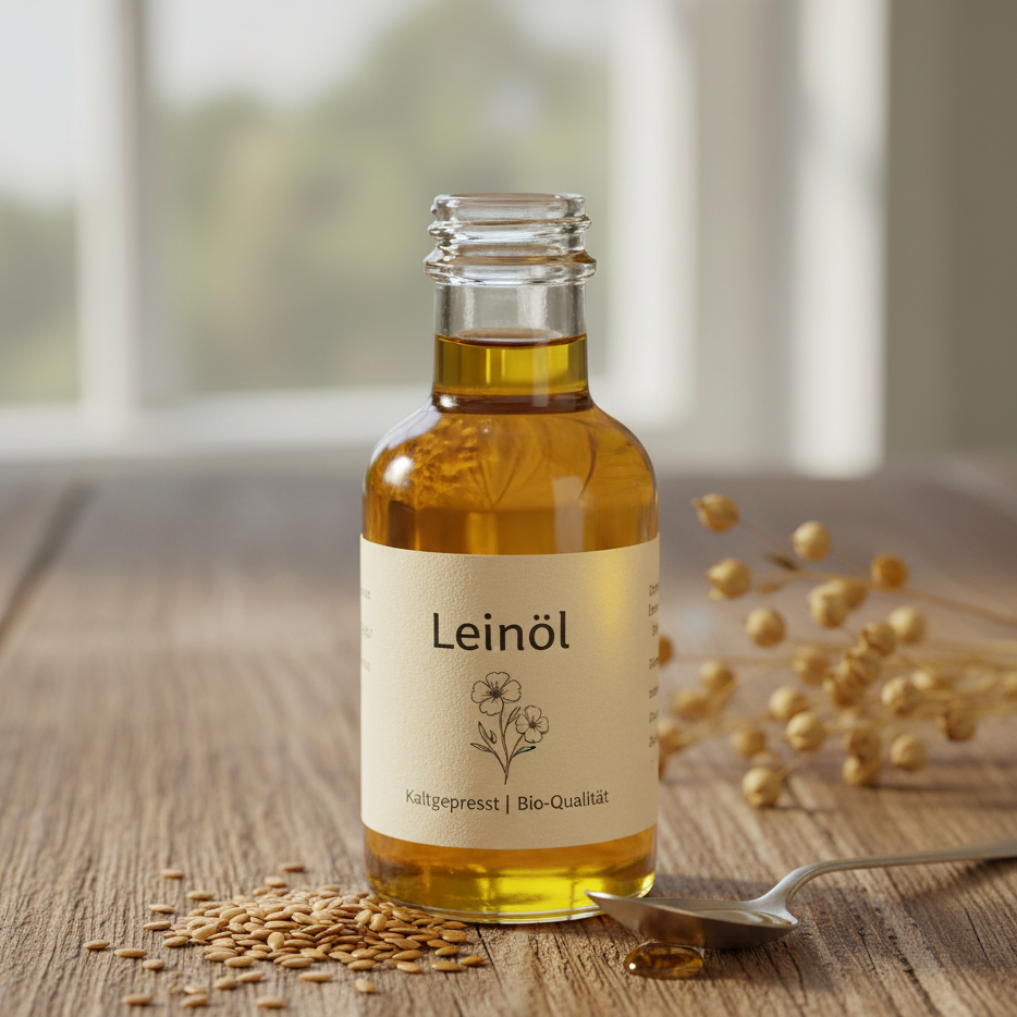 Leinölflasche gut geeignet zur Pflege der Faszientools DasSpix und DasSpixie