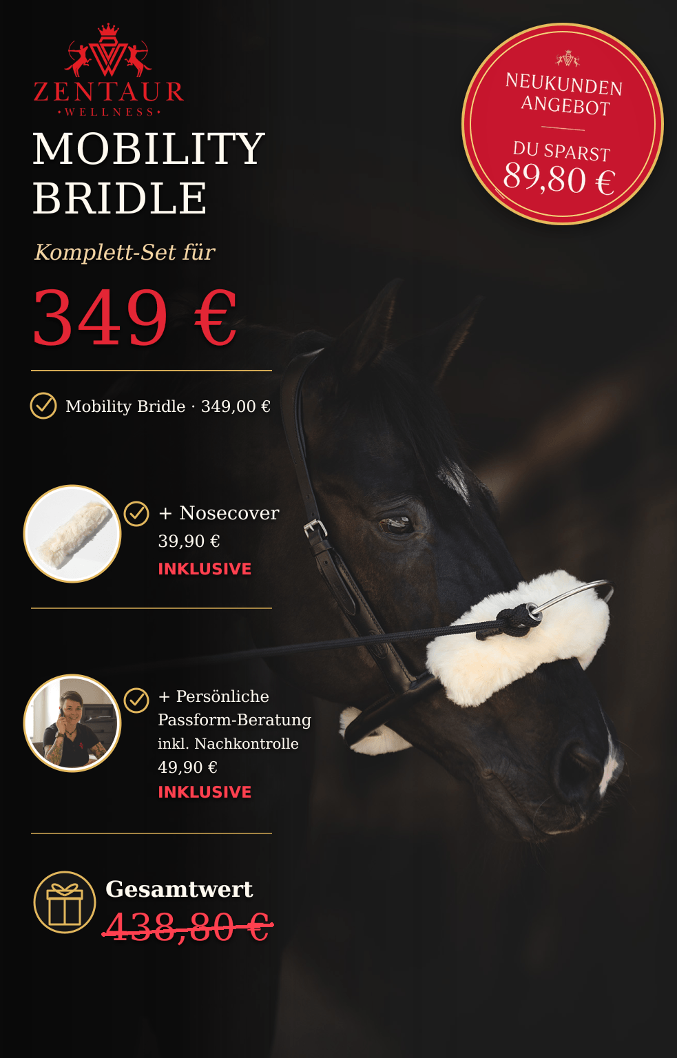 Mobility Bridle + persönlicher Passform-Beratung + Lammfell Nosecover Gratis