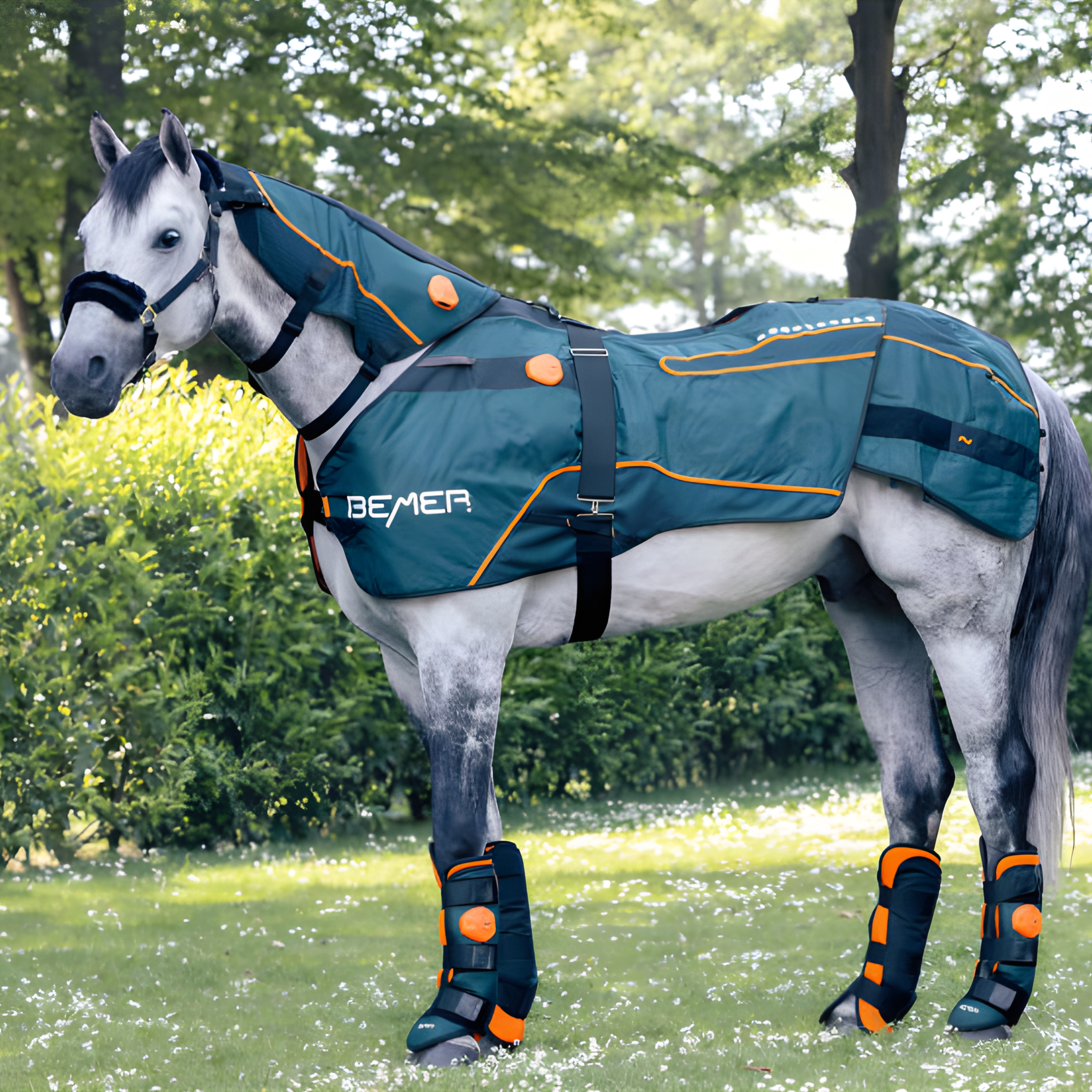 Bemer Hals-Applikator zusammen mit Horse-Set und Gamaschen für umfängliche Magnetfeldtherapie