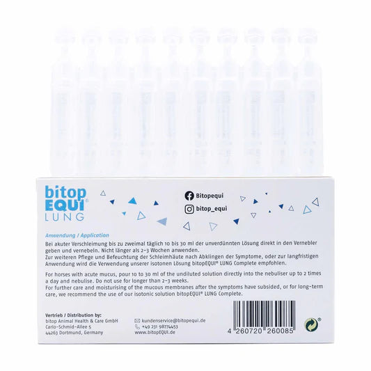 Lung Complete Plus Einzeldosen 30x 5ml Ampullen Verpackungsrückseite mit Anwendungsempfehlung