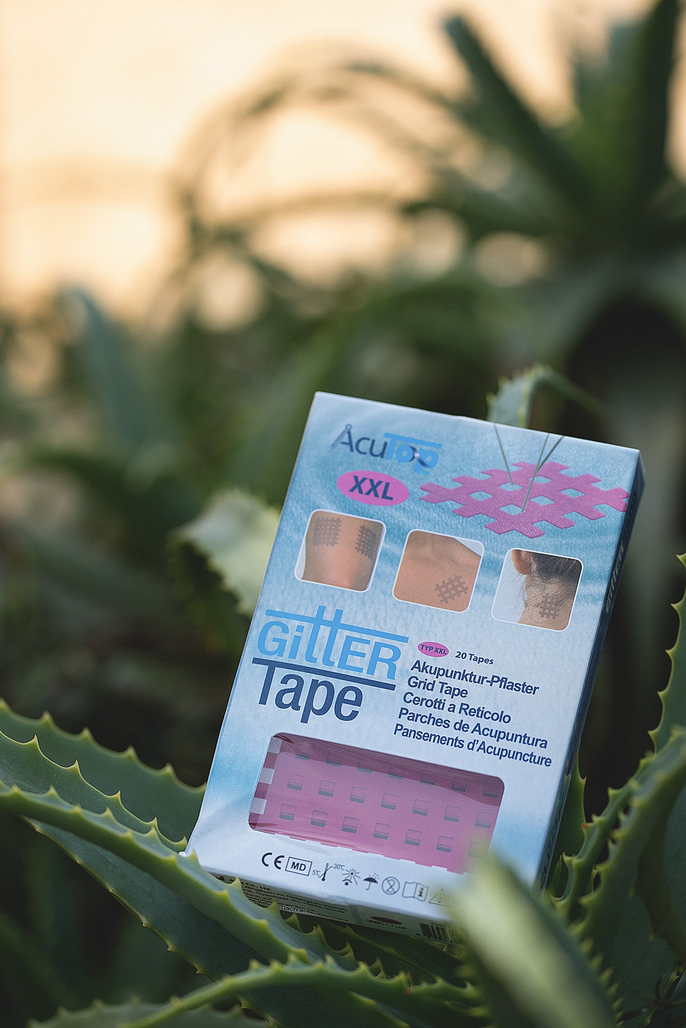 Gittertape XXL Kinesiologietape Produktverpackung in der Natur - Schmerztherapie ohne Medikamente