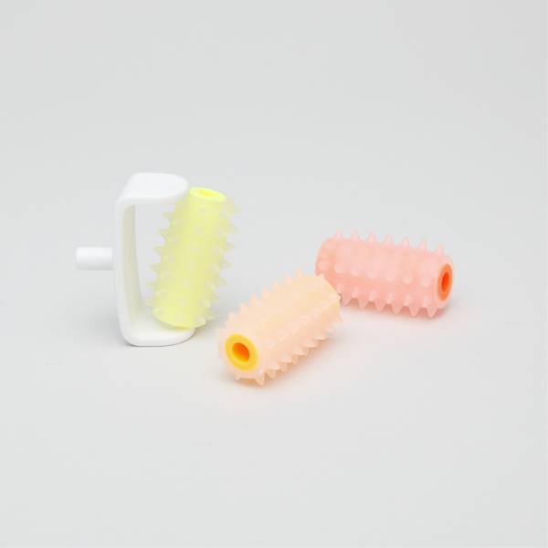 Novafon Sensi-Roller Set Aufsatz in Weiß und die drei Rollen in Pastellfarben gelb, rot, orange