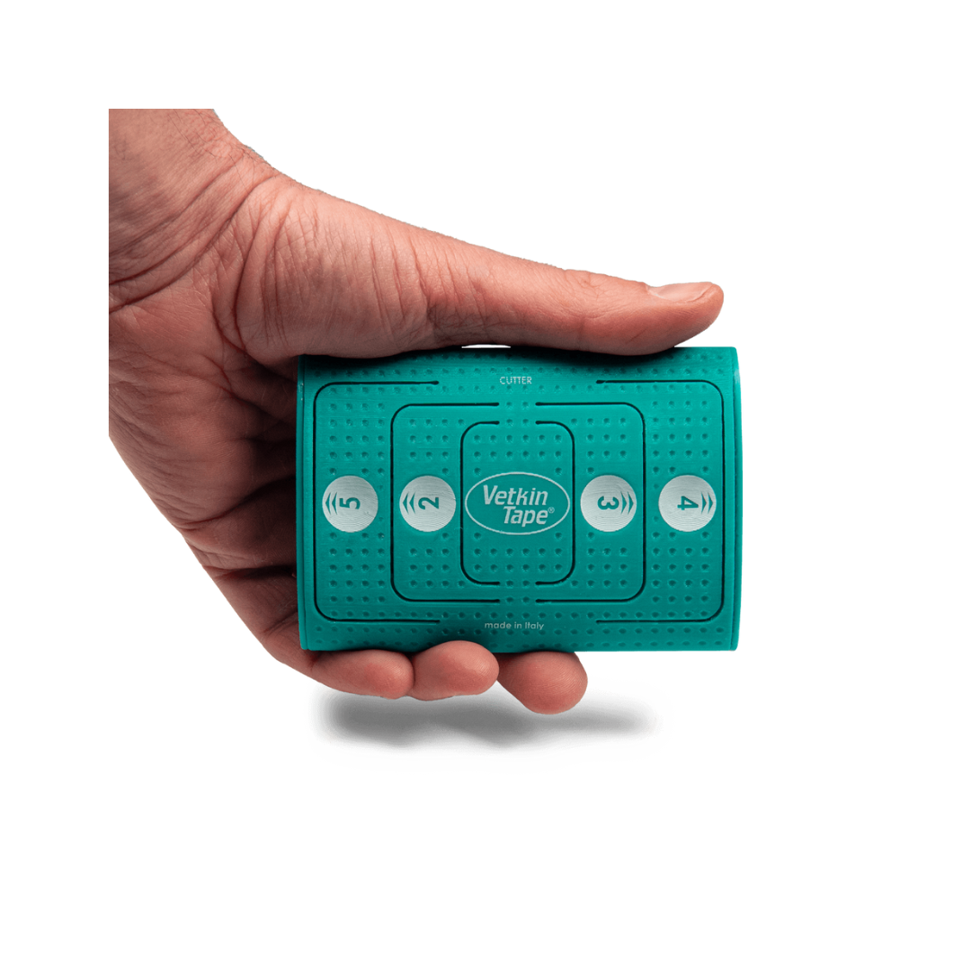 VetkinTape Cutter – 2 bis 5 Streifen aus 6 cm Tape schneiden - Kompakter Tape-Schneider für Tierphysiotherapie und Reha